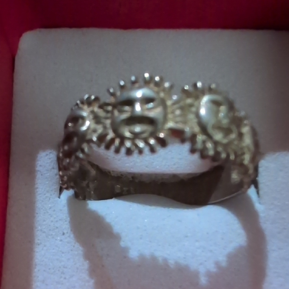 Sterling Silver Sun Face Ring - image 1